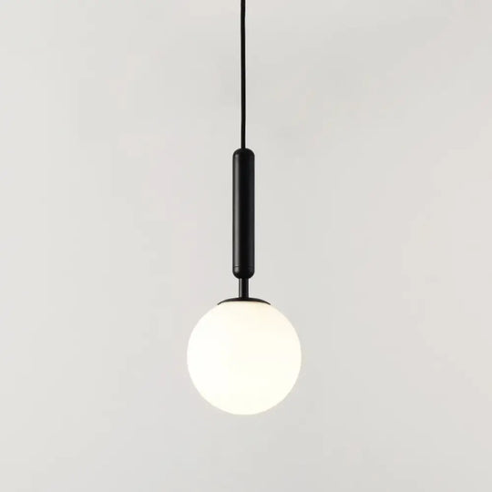 Contemporary Glass Pendant Light For Lounge Black / Milk White