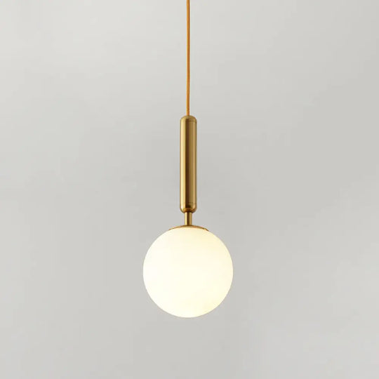 Contemporary Glass Pendant Light For Lounge Gold / Milk White