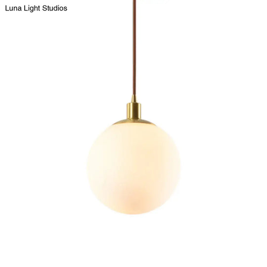 Contemporary Gold Pendant Light Fixture - Glass Spherical Hanging For Bedroom White / 12