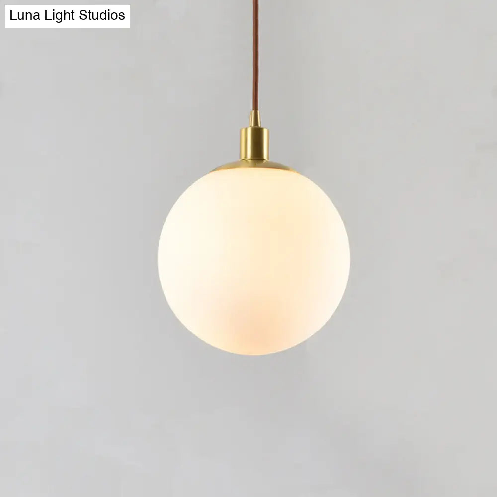 Contemporary Gold Pendant Light Fixture - Glass Spherical Hanging For Bedroom