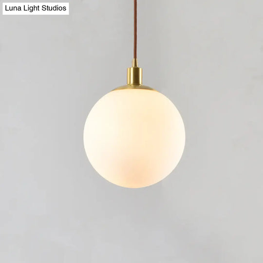 Contemporary Gold Pendant Light Fixture - Glass Spherical Hanging For Bedroom