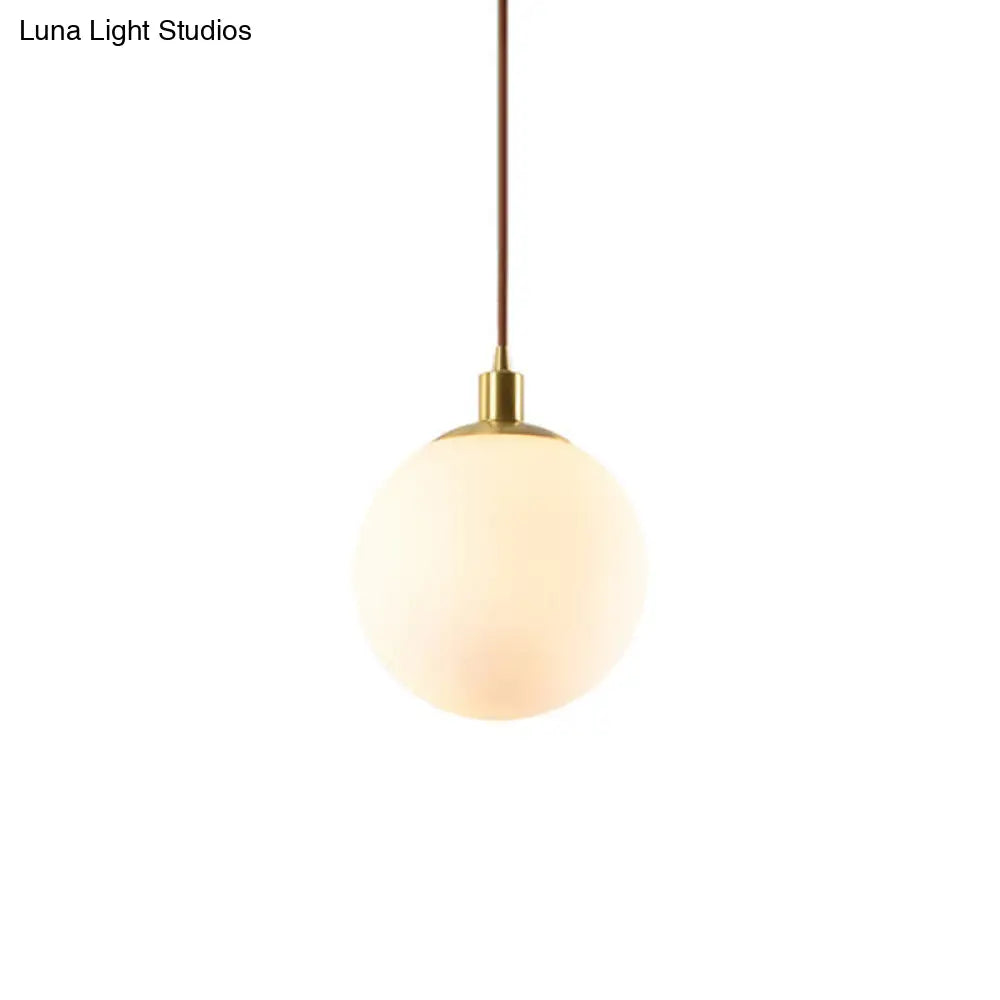 Contemporary Gold Pendant Light Fixture - Glass Spherical Hanging For Bedroom White / 6