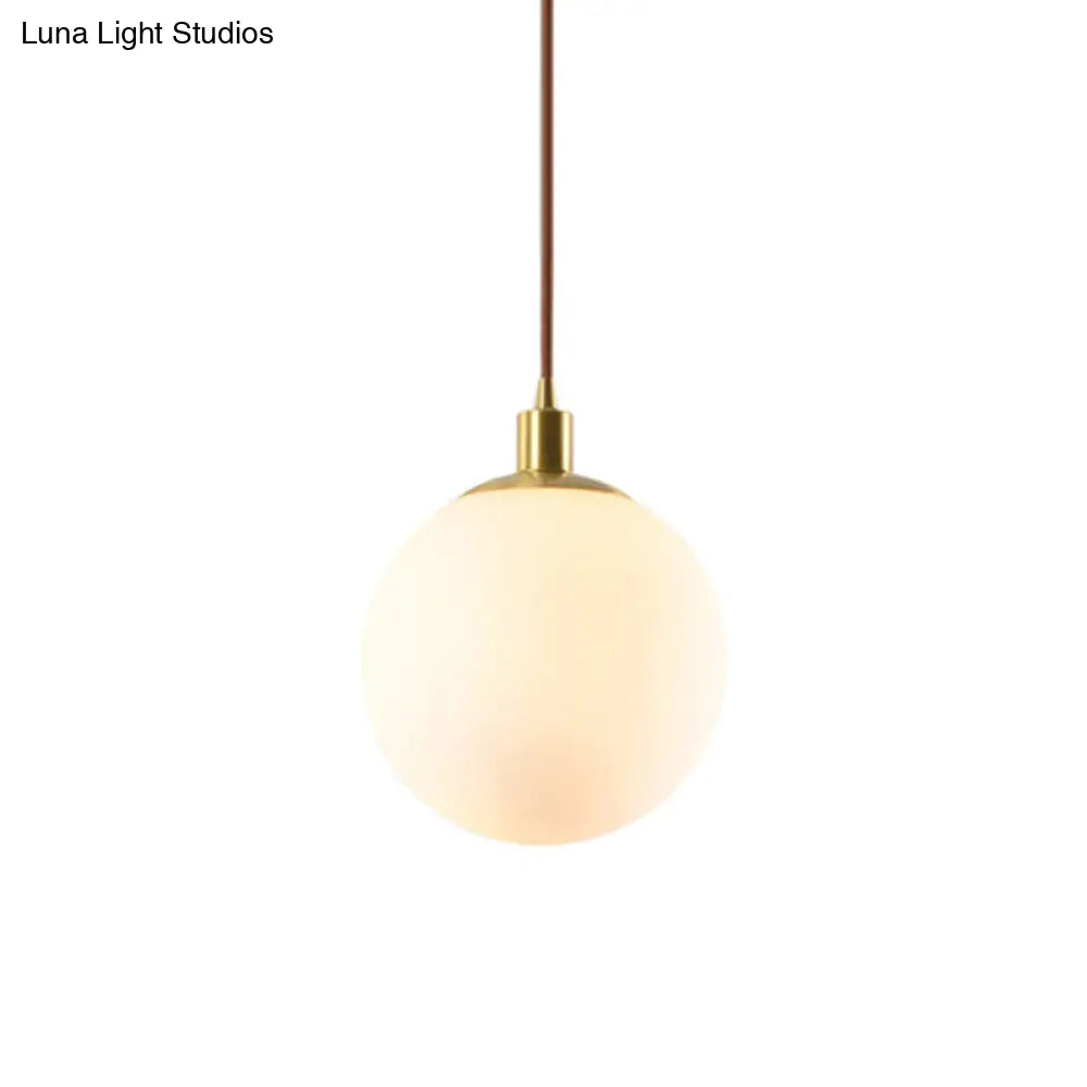 Contemporary Gold Pendant Light Fixture - Glass Spherical Hanging For Bedroom White / 10