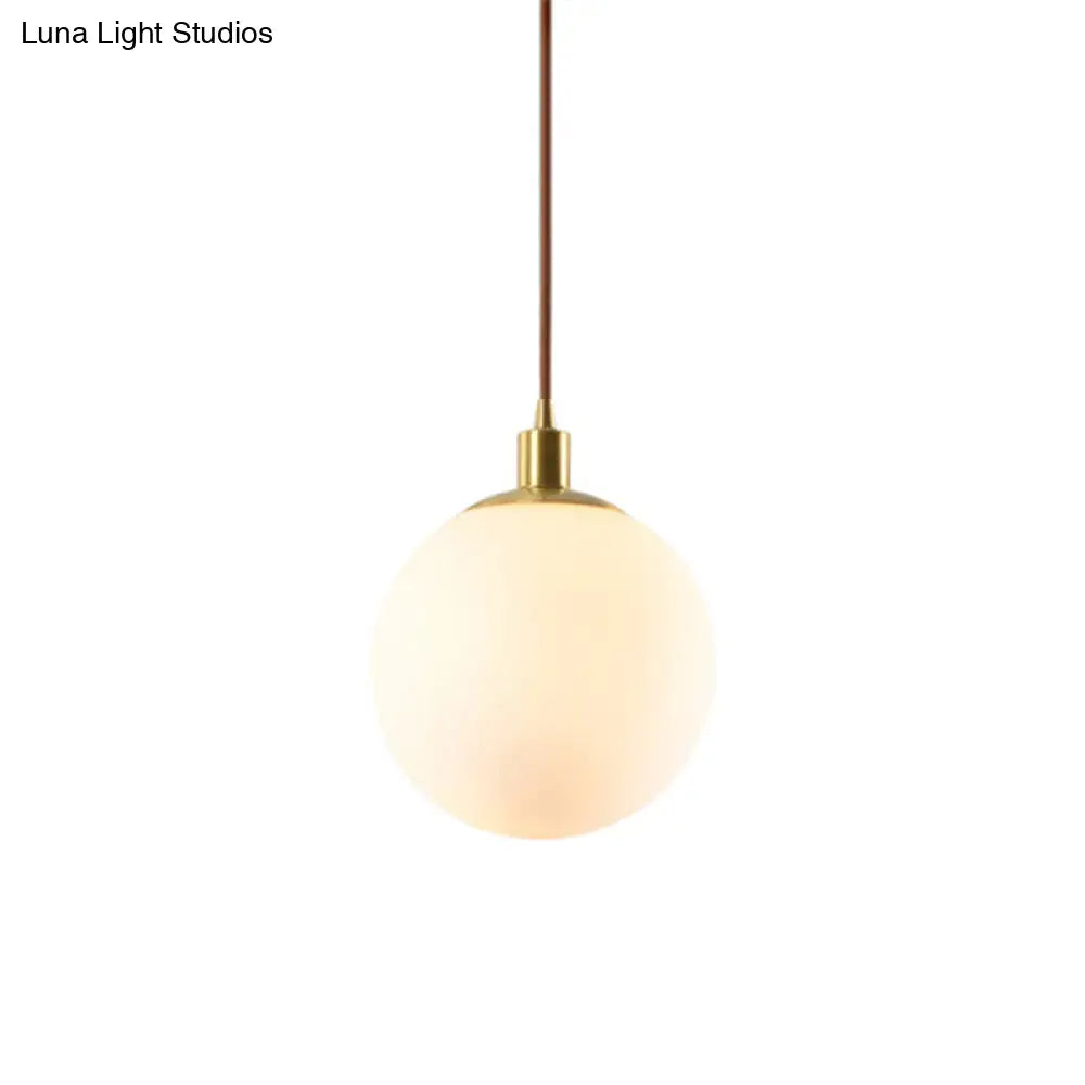 Contemporary Gold Pendant Light Fixture - Glass Spherical Hanging For Bedroom White / 8