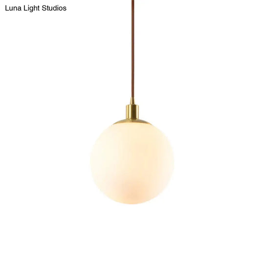 Contemporary Gold Pendant Light Fixture - Glass Spherical Hanging For Bedroom White / 8