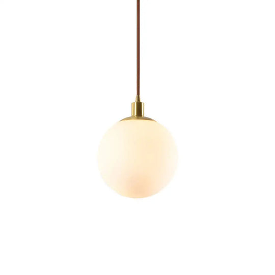 Contemporary Glass Pendant Light – Gold Spherical Design For Bedroom White / 6’