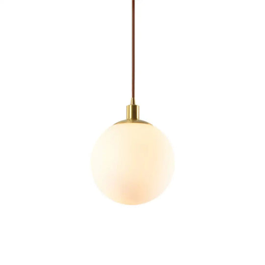 Contemporary Glass Pendant Light – Gold Spherical Design For Bedroom White / 8’