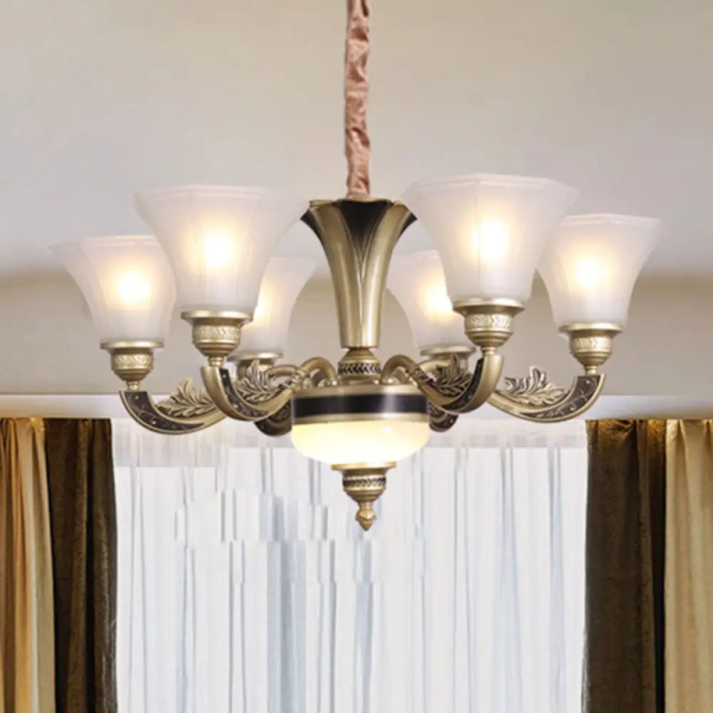 Contemporary Glass Pendant Light Kit: Bell-Shaped Ceiling Chandelier For Living Room White 6 /