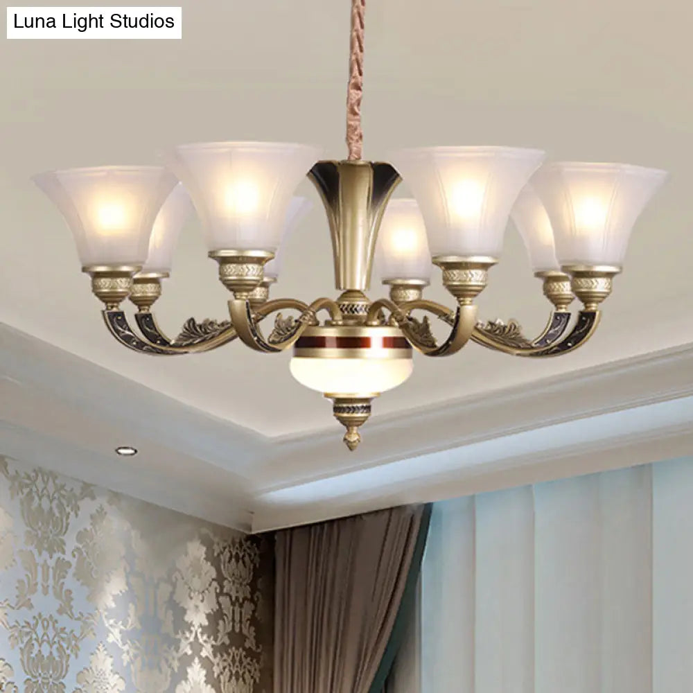 Contemporary Glass Pendant Light Kit: Bell-Shaped Ceiling Chandelier For Living Room White