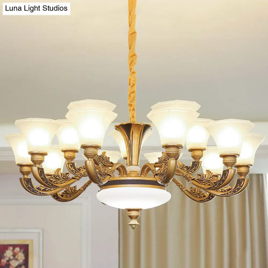 Contemporary Glass Pendant Light Kit: Bell-Shaped Ceiling Chandelier For Living Room White