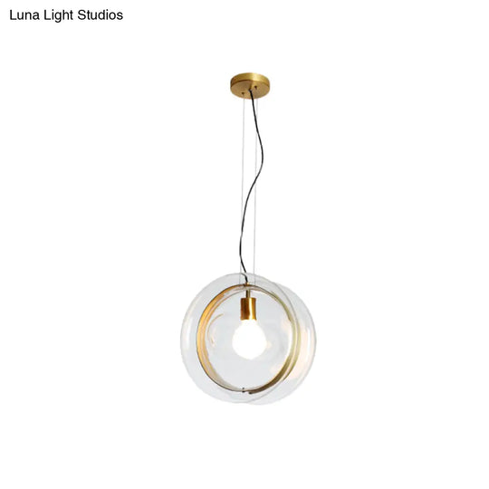 Contemporary Glass Pendant Light With Brass Ring - Perfect For Restaurants