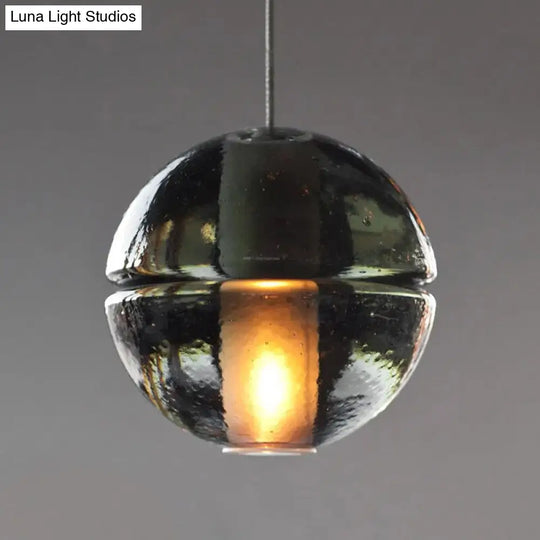 Contemporary Clear Glass Round Ceiling Light Bedside Pendant Fixture