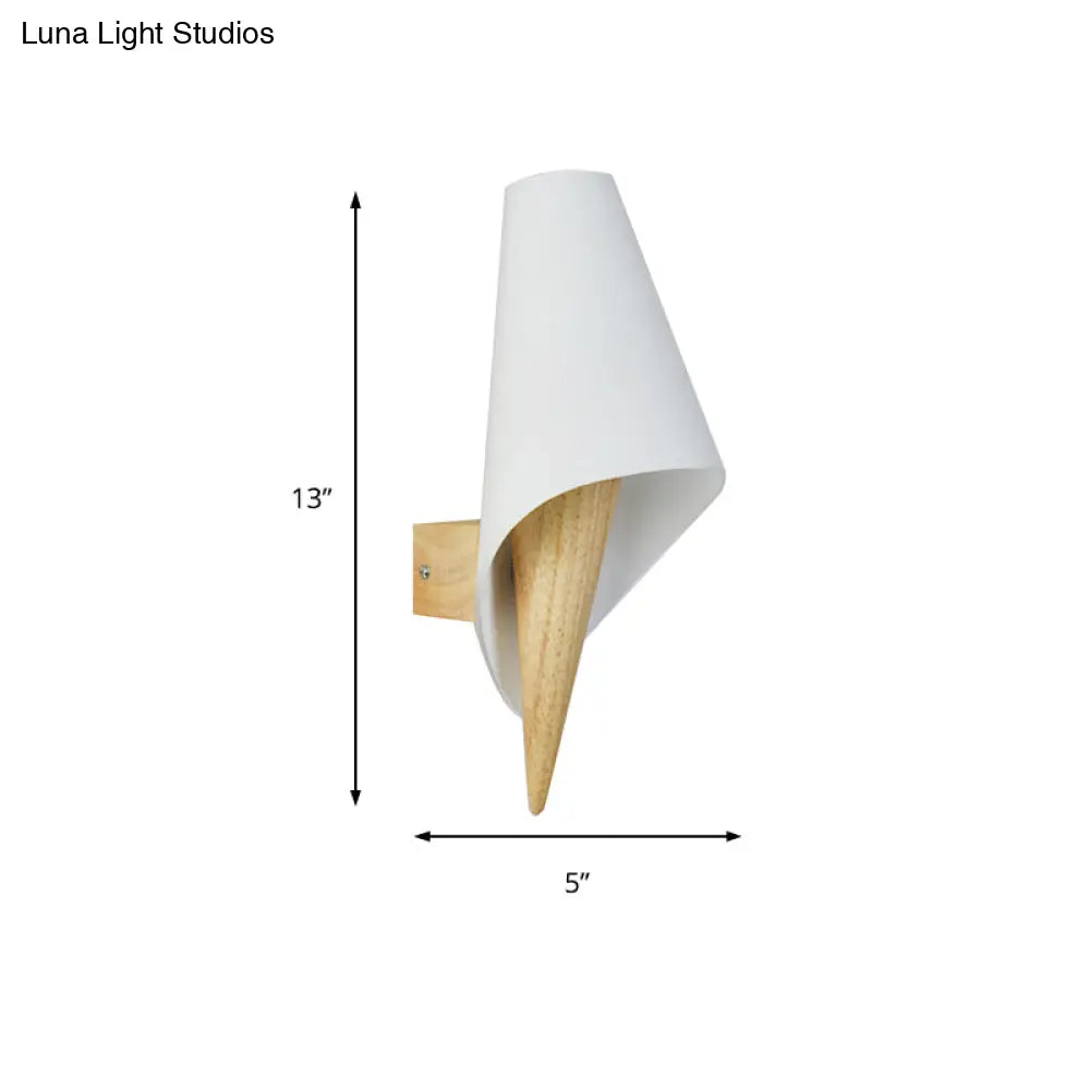 Contemporary Glass Sweet Cone Wall Light In White & Beige For Living Room