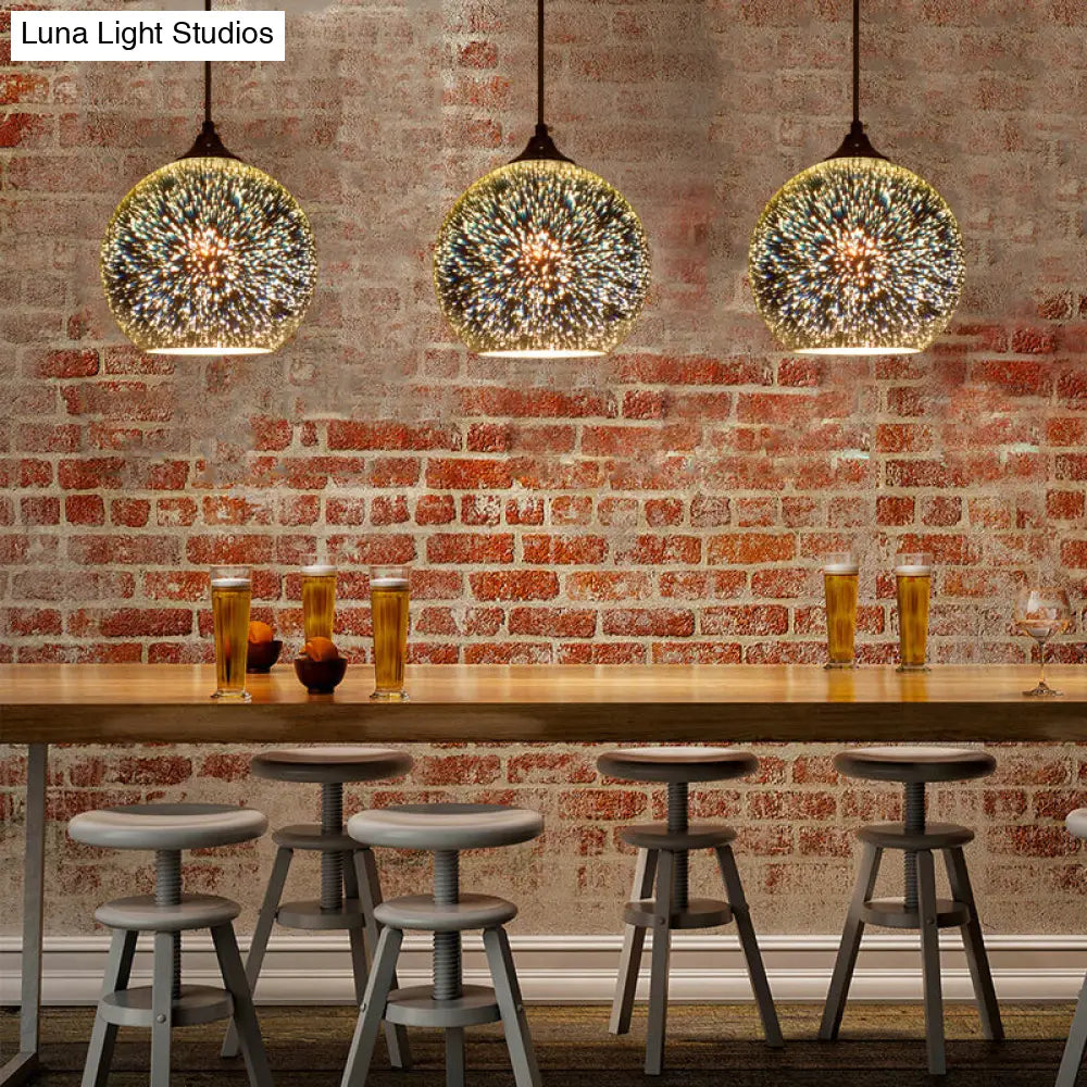 Contemporary 3-D Glass Pendant Lamp - Chrome/Gold 1 Light Multiple Width Options