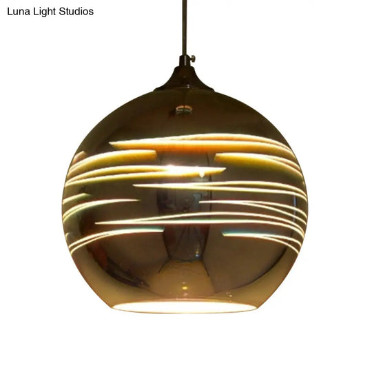 Contemporary 3-D Glass Pendant Lamp - Chrome/Gold 1 Light Multiple Width Options