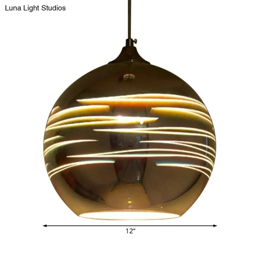 Contemporary 3-D Glass Pendant Lamp - Chrome/Gold 1 Light Multiple Width Options