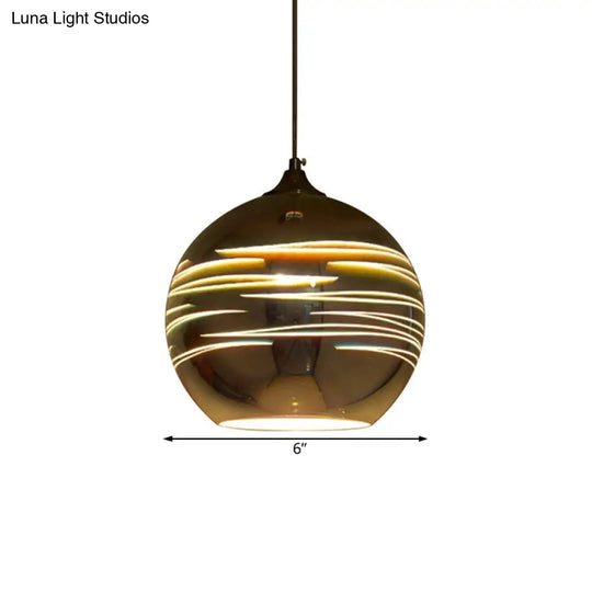 Contemporary 3-D Glass Pendant Lamp - Chrome/Gold 1 Light Multiple Width Options