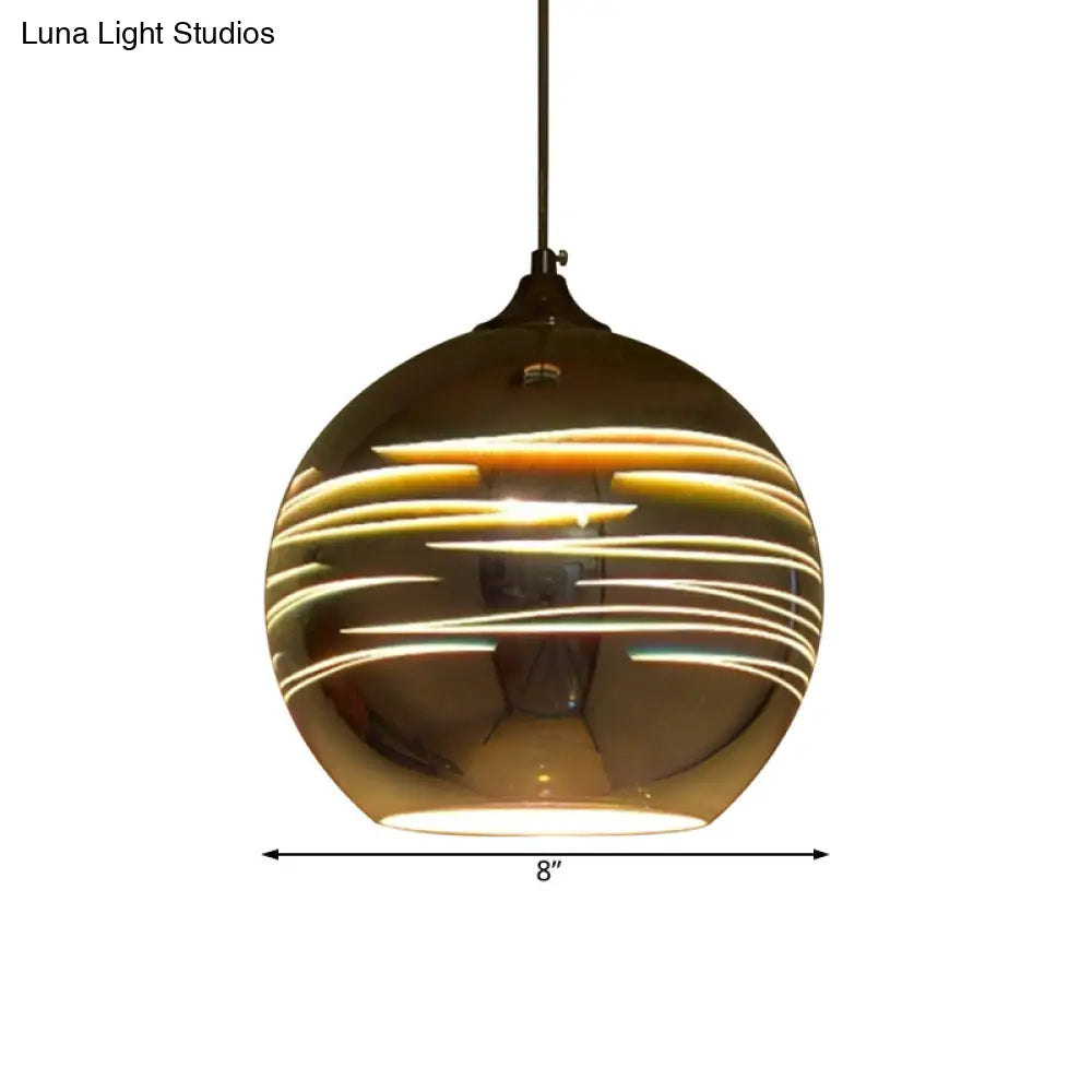 Contemporary 3-D Glass Pendant Lamp - Chrome/Gold 1 Light Multiple Width Options