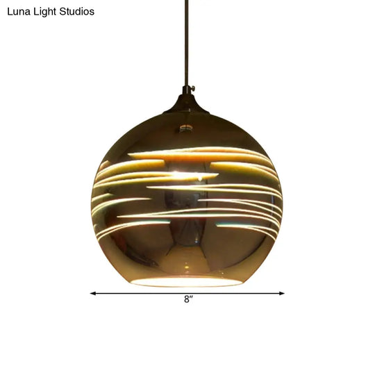 Contemporary 3-D Glass Pendant Lamp - Chrome/Gold 1 Light Multiple Width Options