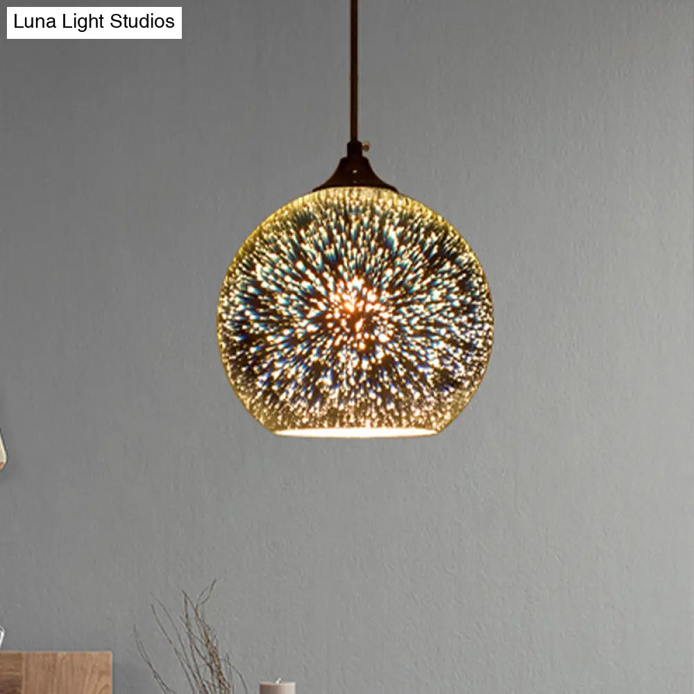 Contemporary Globe 3-D Glass Pendant Lamp - Chrome/Gold 1 Light Wide (6’/8’/10’)