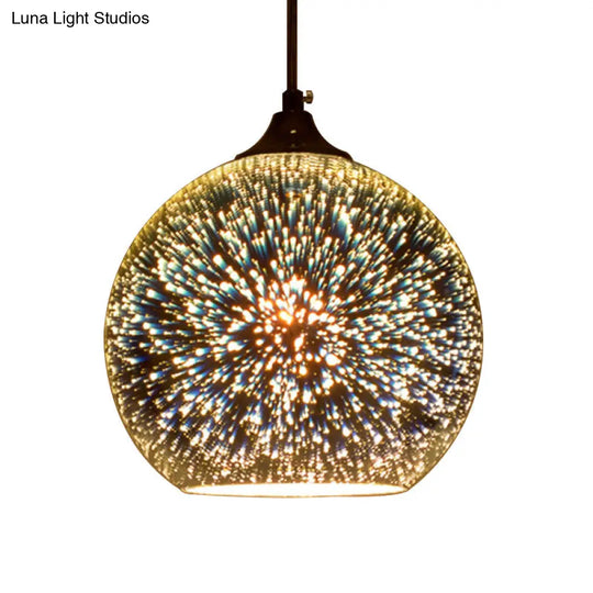 Contemporary Globe 3-D Glass Pendant Lamp - Chrome/Gold 1 Light Wide (6’/8’/10’)