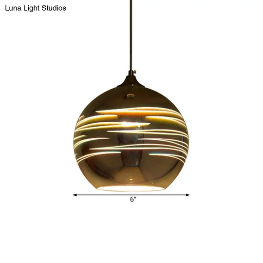 Contemporary Globe 3-D Glass Pendant Lamp - Chrome/Gold 1 Light Wide (6’/8’/10’)