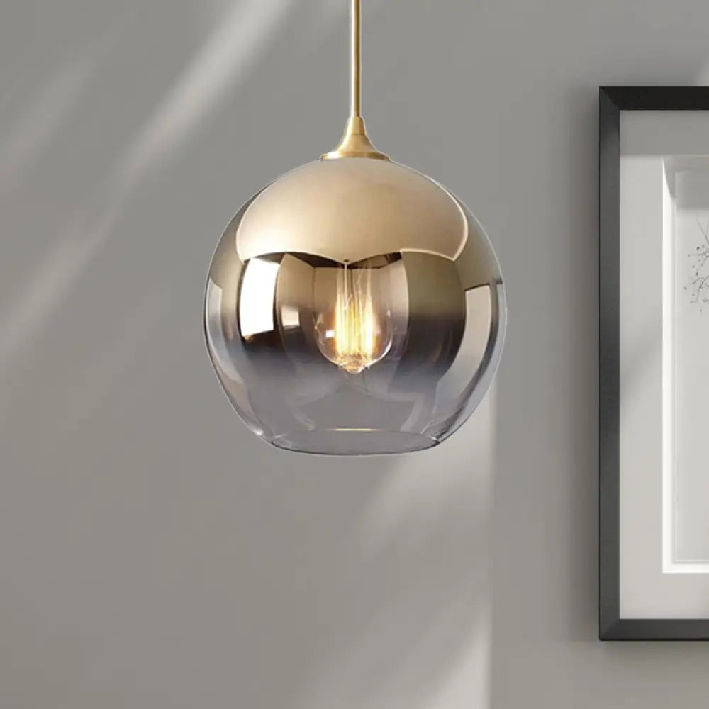 Contemporary Globe Pendant Glass Light With Fading Shade – Gold 1 8/10/12’W / 8’