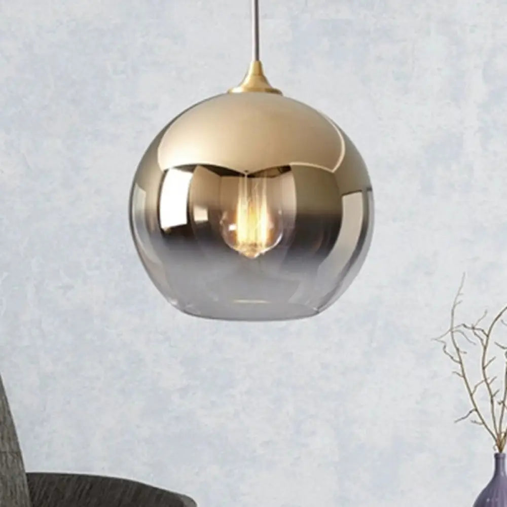 Contemporary Globe Pendant Glass Light With Fading Shade – Gold 1 8/10/12’W / 12’