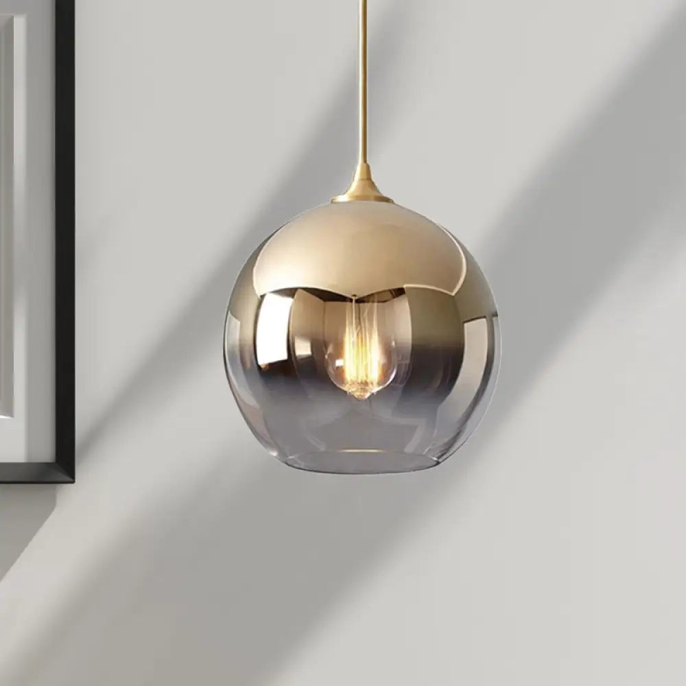 Contemporary Globe Pendant Glass Light With Fading Shade – Gold 1 8/10/12’W / 10’