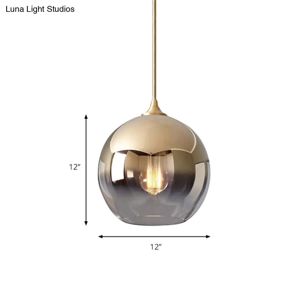 Contemporary Gold Glass Globe Pendant Light With Fading Shade - 1 In 8/10/12 Widths