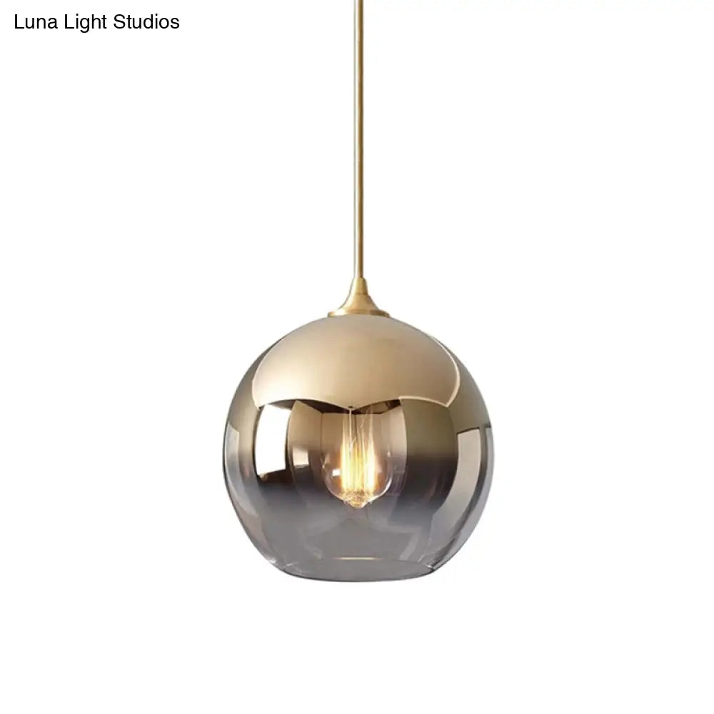 Contemporary Globe Pendant Glass Light With Fading Shade – Gold 1 8/10/12’W