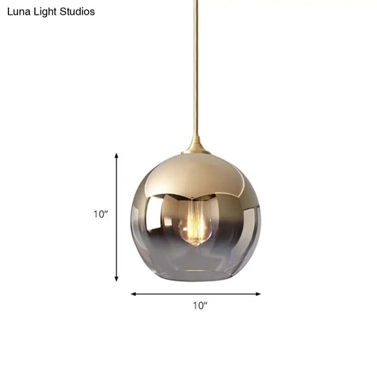 Contemporary Gold Glass Globe Pendant Light With Fading Shade - 1 In 8/10/12 Widths