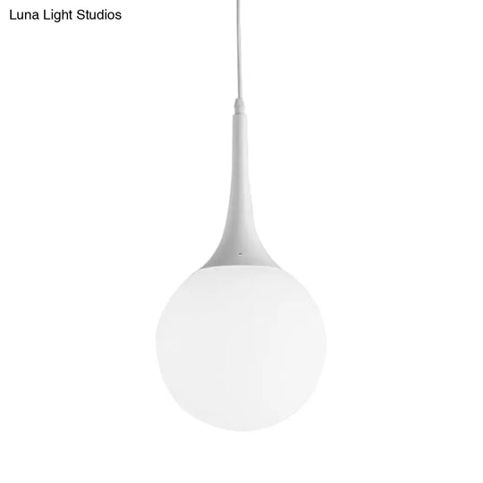 Contemporary Globe Pendant Light - Wide Hanging Ceiling Fixture In White Glass 1 12/14/16 Width