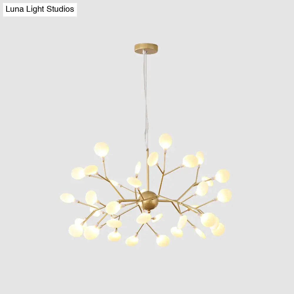 Contemporary Gold Leaf Led Chandelier: Acrylic Ceiling Lamp