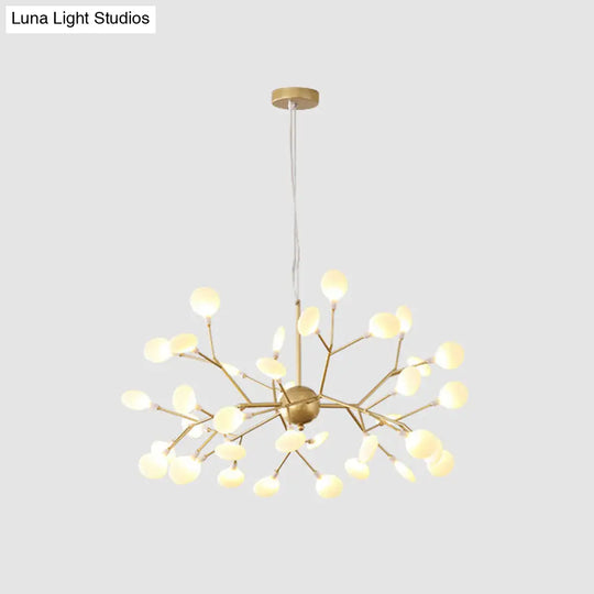 Contemporary Gold Leaf Led Chandelier: Acrylic Ceiling Lamp