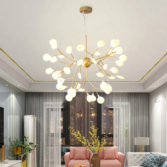 Contemporary Gold Acrylic Leaf Chandelier: Led Ceiling Lamp For Living Room 45 /