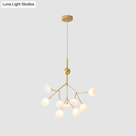 Contemporary Gold Leaf Led Chandelier: Acrylic Ceiling Lamp 9 /