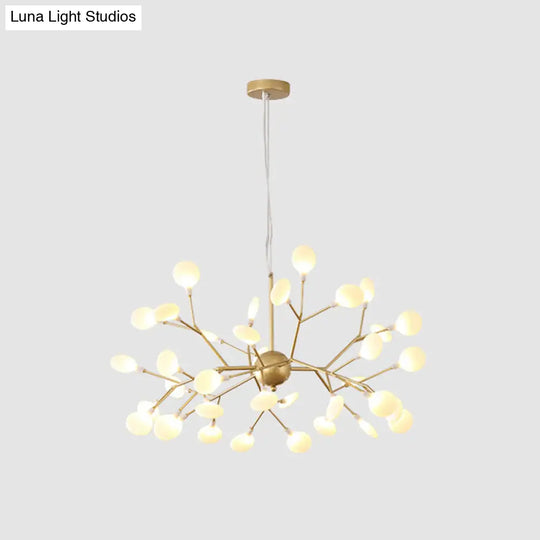 Contemporary Gold Acrylic Leaf Chandelier: Led Ceiling Lamp For Living Room