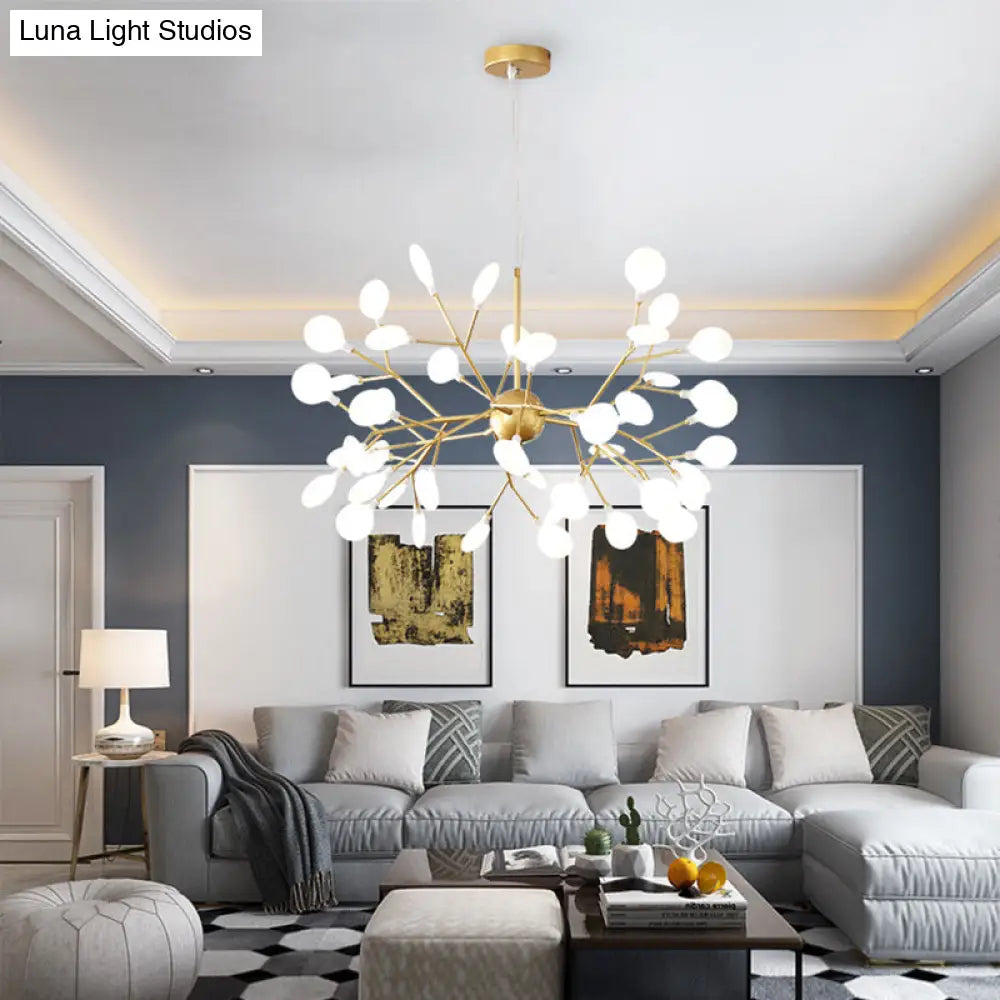 Contemporary Gold Leaf Led Chandelier: Acrylic Ceiling Lamp 36 /