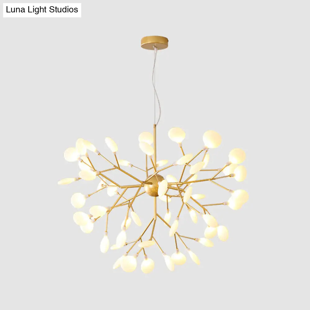 Contemporary Gold Leaf Led Chandelier: Acrylic Ceiling Lamp 54 /