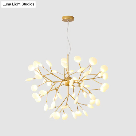 Contemporary Gold Leaf Led Chandelier: Acrylic Ceiling Lamp 54 /