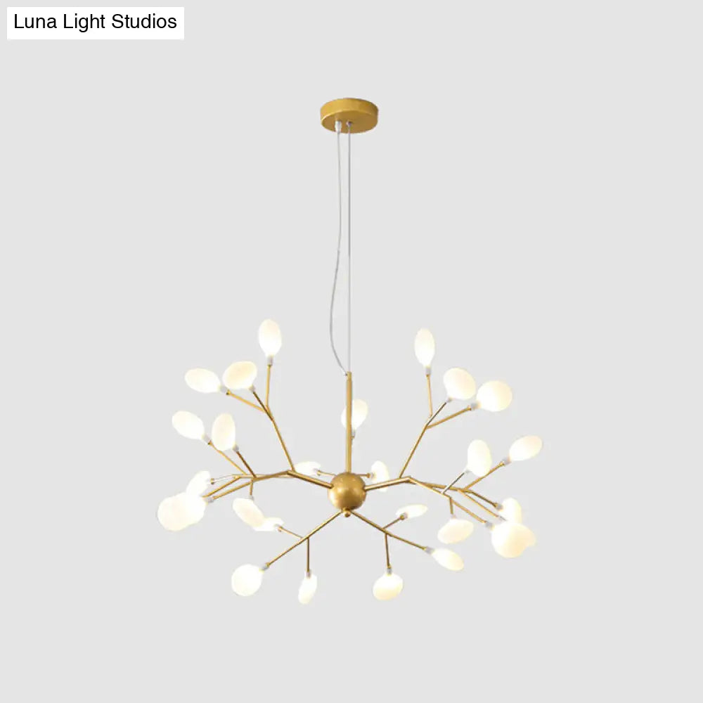 Contemporary Gold Leaf Led Chandelier: Acrylic Ceiling Lamp