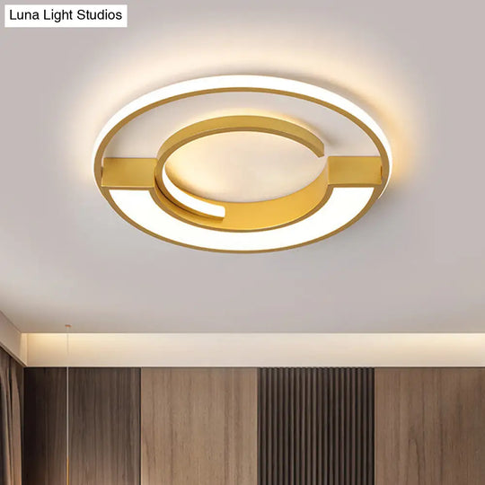 Contemporary Gold Aluminum Ceiling Lamp - Led Flushmount Lighting In Warm/White Light (16.5 Or 20.5