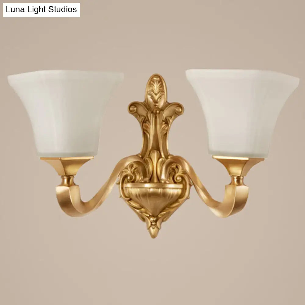 Gold Paneled Pendant Chandelier With Milky Glass Shade - Modern Lighting 2 / White