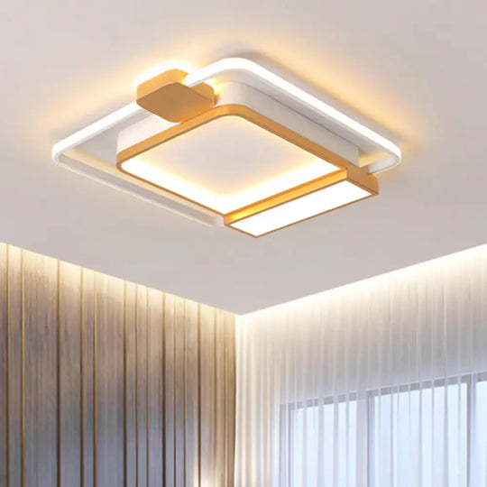 Contemporary Gold/Black Acrylic Ceiling Light With Led Flush Mount For Bedroom 16-19.5’ Width -