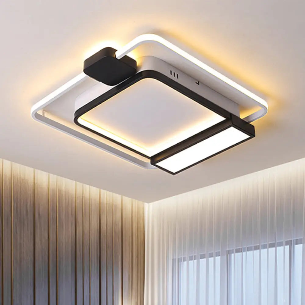 Contemporary Gold/Black Acrylic Ceiling Light With Led Flush Mount For Bedroom 16-19.5’ Width -