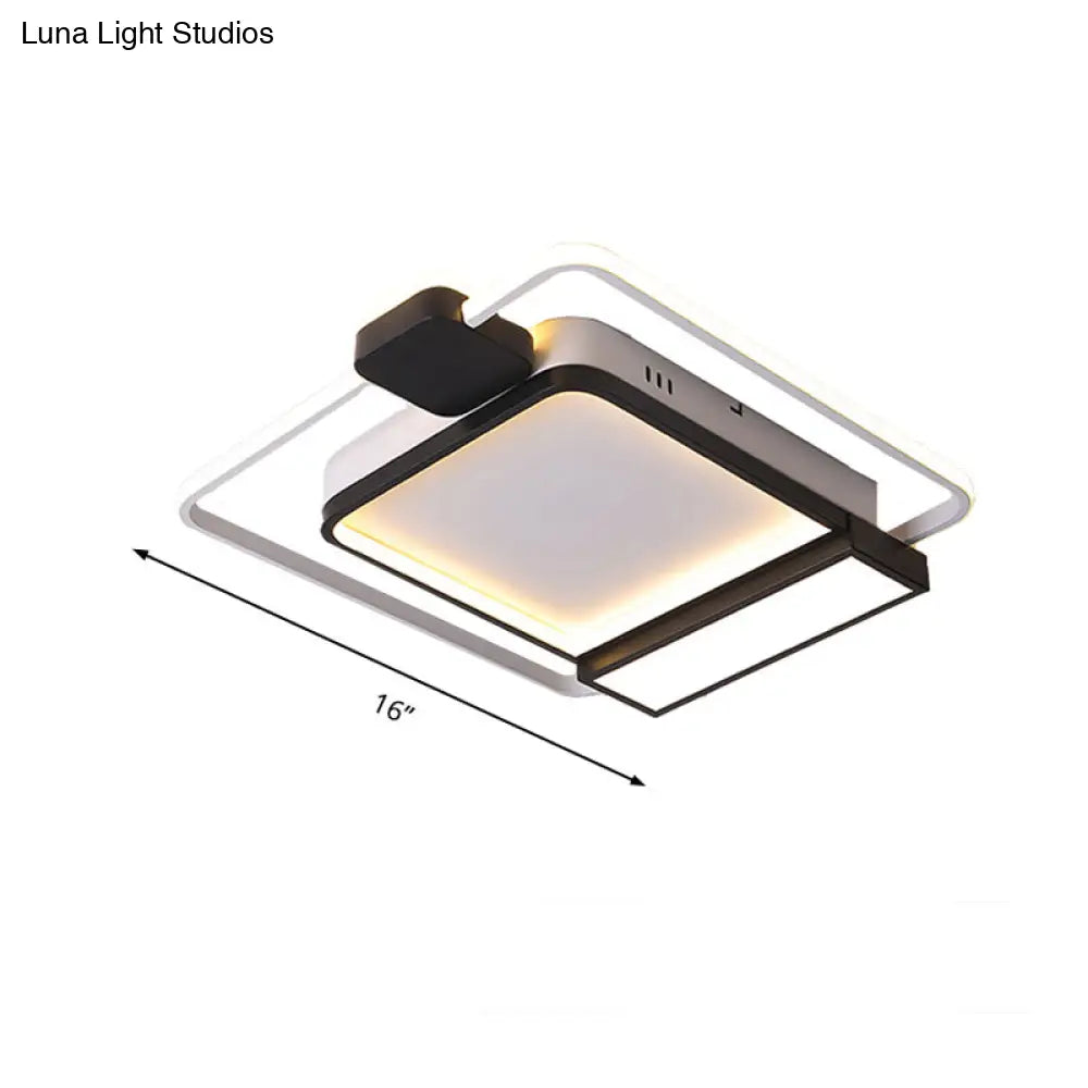 Contemporary Gold/Black Acrylic Ceiling Light With Led Flush Mount For Bedroom 16-19.5 Width - White