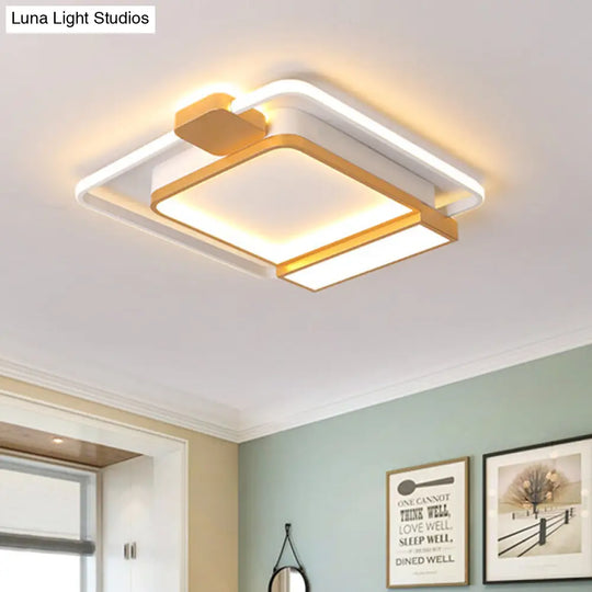 Contemporary Gold/Black Acrylic Ceiling Light With Led Flush Mount For Bedroom 16-19.5 Width - White
