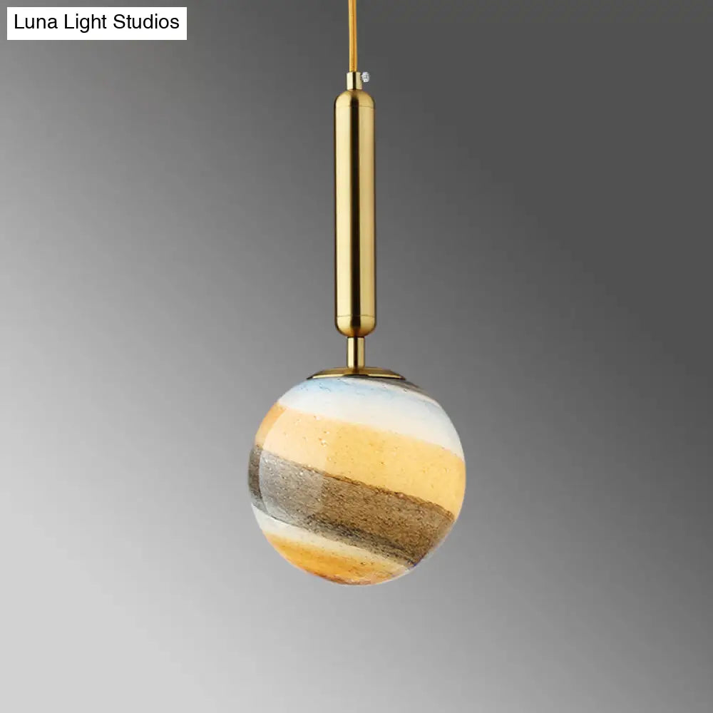 Contemporary Gold/Black Bedroom Pendant Lamp With Frosted Glass Shade