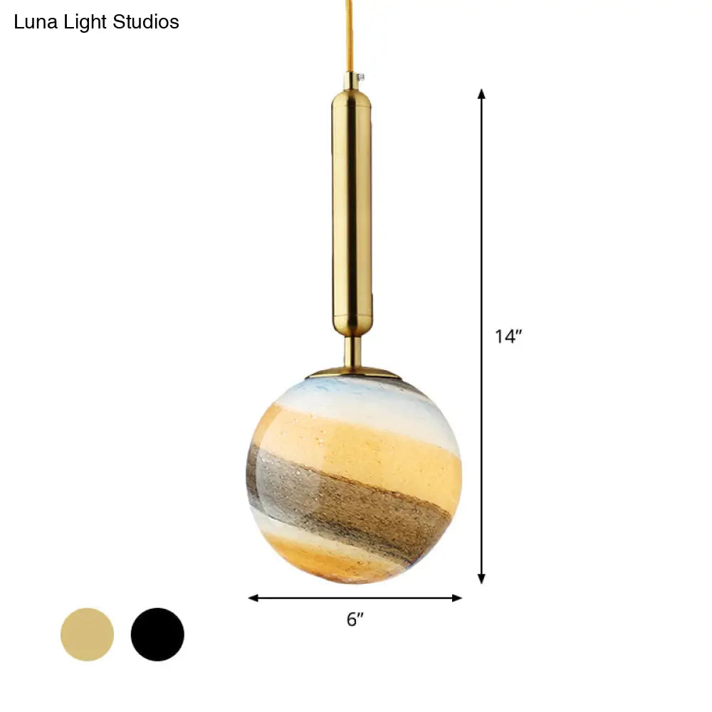 Contemporary Gold/Black Bedroom Pendant Lamp With Frosted Glass Shade